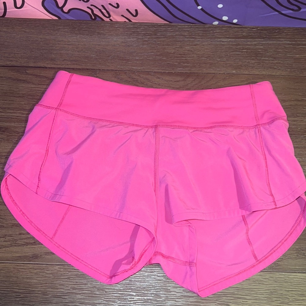 lululemon sonic pink speed up shorts